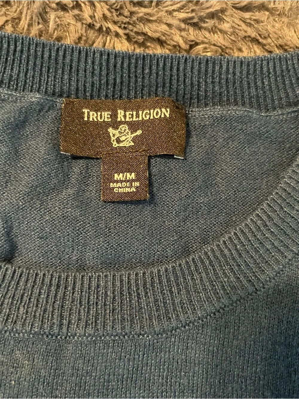 True Religion Navy Blue Long-Sleeve Crewneck Sweater